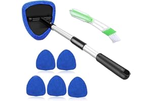 hautllaif Scheibenreiniger Auto, Autoscheiben Reiniger,Auto Fensterwischer Kit mit 6 Mikrofaserpads,mit Ausziehbarer Griff,180 Grad drehbar