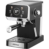 Jocca Espresso Coffee Maker 20 Bar with Touch Screen and Steamer | 1.3 Litre Tank 1350 Watt Filters for 1 and 2 Cups, Ground