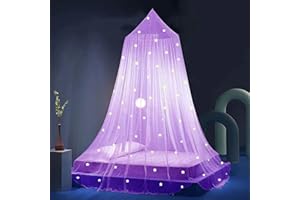 Eimilaly Ciel de lit étoilé Qui Brille dans Le Noir, paravent de lit pour Filles, Ciel de lit de Princesse pour Chambre de Fille, Purple