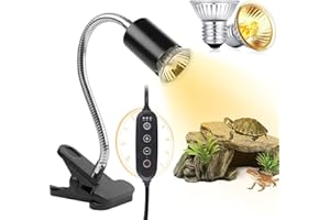 MILIWAN Lampada UVA UVB per Tartarughe (Cycle Timer) 2 Pack Lampada Riscaldante per Rettile da 75W Luminosità e Timer Regolabile per Rettile, Anfibi, Tartaruga, Lucertola, Serpente, Camaleonti