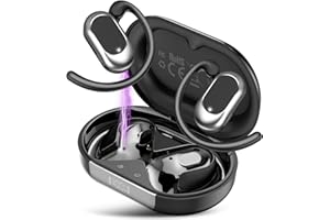 STECEi Open Ear Headphones, Bluetooth 5.4 Wireless Earbuds with Adjustable Ear Hooks, Powerful Sound, Air Conduction Earbuds with Mic, 36H playtime, IPX7 Waterproof Sports Earphones, Deep Black
