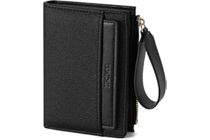 RRANCharltu Portafoglio Donna in Pelle Morbida, Portafoglio Donna Piccolo Portamonete Ragazza con Slot Per Schede Multiple Mini Portacarte con Braccialetto a Zip e Scomparto Monete, Nero