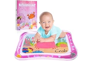GOKINDOR Wassermatte Baby Spielzeug 3 6 9 Monate, Wasserspielmatte Baby, BPA-frei, Spielmatte Baby, Aufblasbare Bauchzeit Matte, Spaßaktivitäten für das Wachstum Ihres Baby Geschenke für Babys(Rosa)