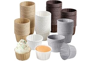 HIBISAWS Avvolgi muffin decorativi usa e getta,Pirottini da Forno Olio-Prova, 200 Pezzi Pirottini Carta per Tortine Muffin, Marrone Scuro, Bianco, Grigio