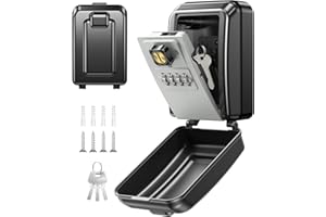 Mohard Key Safe Wall Mounted with Resettable Spare Key, 4 Digit Combination Key Lock Box Outdoor, Heavy Duty Weatherproof Large Capacity Keysafe Storage Key Box for Home, Apartment, Office, Garage