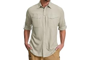 Asfixiado Safari UPF50+ Chemise de randonnée à manches longues pour homme Protection UV Respirant Séchage rapide