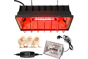 BORDEAG Lámpara De Luz Roja Lámpara De Calor, 175w Calentadores para Gallineros, Lámpara Calefactora Gallinero, Lámpara De Calor Animales Lámpara Infrarroja Termostática Automática