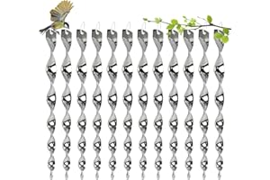 leruiyezs Auyentadores De Pajaros Reflectantes 12 Piezas Varillas Repelentes De Pajaros En Espiral 30 Cm con Giro 360 Grados para Jardín Patio Terraza Casa Protección Efectiva contra Aves