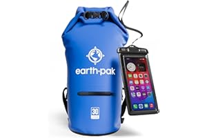 ‎EARTH PAK Earth Pak Dry Bag – wasserdichter Packsack mit Reißverschluss Tasche, Schultergurt und wasserfester Handyhülle – ideal beim Kajak Fahren, Camping, Angeln, Bootfahren und Rafting