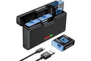 ENEGON Battery Set for GoPro Hero 13 Black/Enduro – 3× 2400mAh Batteries + 3-Channel USB-C Charger with SD Card Storage Slot, Fast Charging & Multi-Level Protection