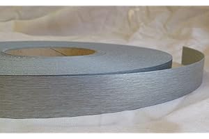 MELAMINE EDGING 22MM WIDE Pre Glued Iron on Melamine Brushed Aluminium Edging Tape 22mm Wide Various Lengths (10 metres)