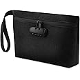 Brifit Money Bag with Lock, Security Smell Proof Bag with Combination Lock, 13 x 8 Inches Waterproof Men & Women's Locking Accessories Pouch for Cash, Travel, Bank Deposits, Medicine Credit (Black)