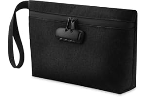 Brifit Money Bag with Lock, Security Smell Proof Bag with Combination Lock, 13 x 8 Inches Waterproof Men & Women's Locking Accessories Pouch for Cash, Travel, Bank Deposits, Medicine Credit (Black)