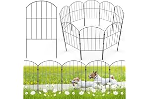 WELDUN Garden Fence, Total 320CM(L) x 61CM(H) 10 Pcs Fencing Animal Barrier, Rustproof Metal Fence Panels, Decorative Fences and Borders for Dogs, Flower Bed, Patio