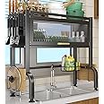 Over Sink Dish Drying Rack, Kitchen Organization And Storage Shelf Large Capacity For Drying Bowls Plates Cups (Color : Black, Size : 85cm)
