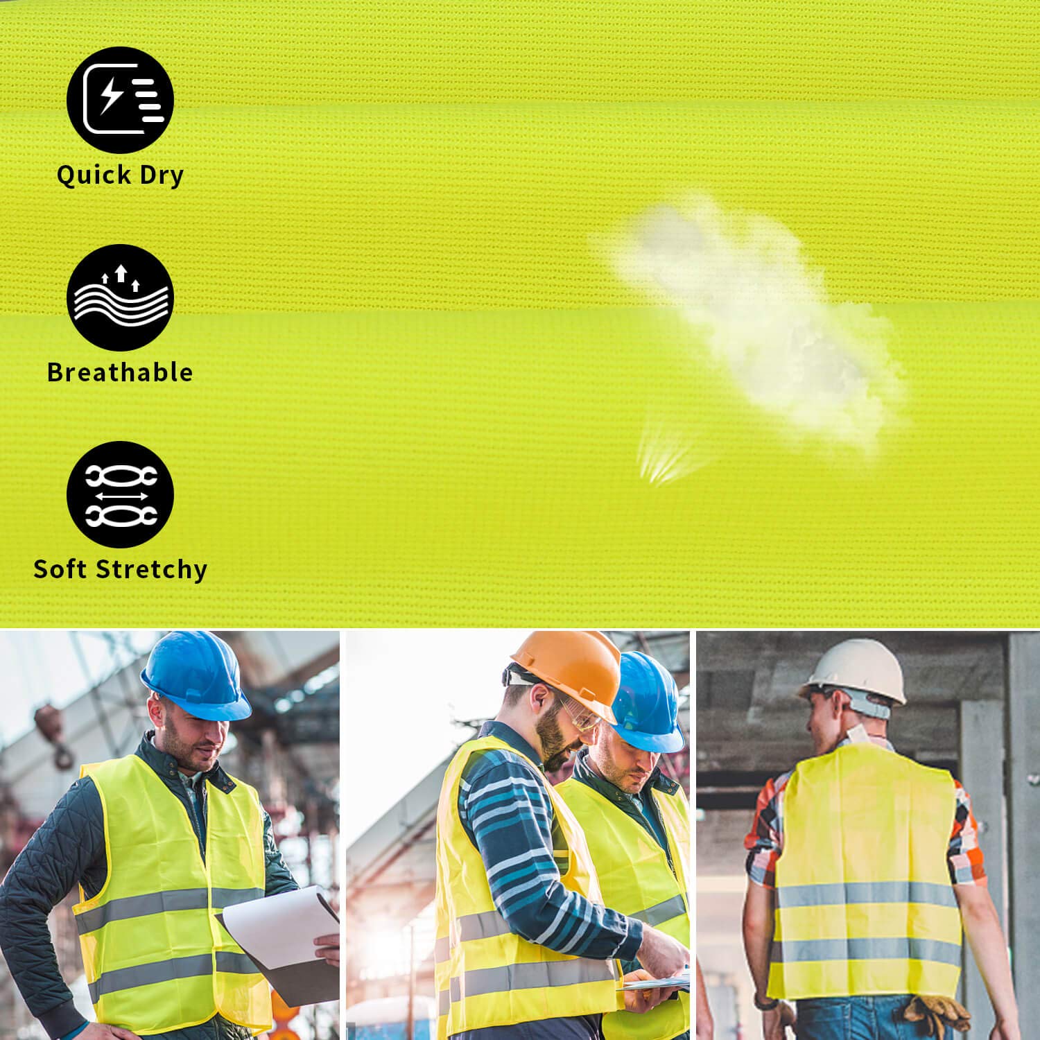 Fesoar-High-Visibility-Vest-Reflective-Safety-Vest-Breakdown-Aid-Ensuring-the-Safety-of-Drivers-Drivers-and-Workers-with-High-Risk-Washable-Polyester-Neon-Yellow-Pack-of-4-125-cm