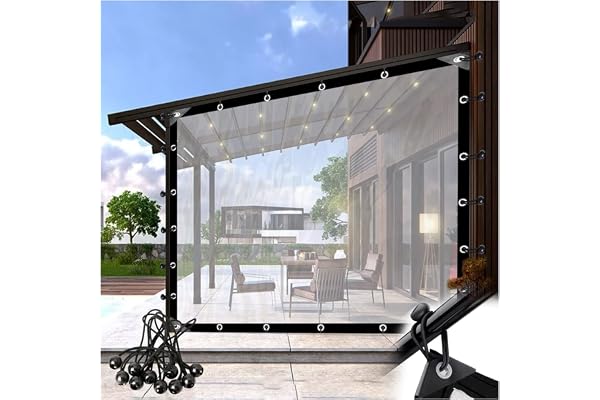 CghhDY Baches Plastique Transparente Rideau Pergola Extérieur Oeillets Antirouille Bâche Transparente, pour Pergola, Lave-Auto, Peut Être Personnalisé(2.5x3m/8.25x9.9ft)