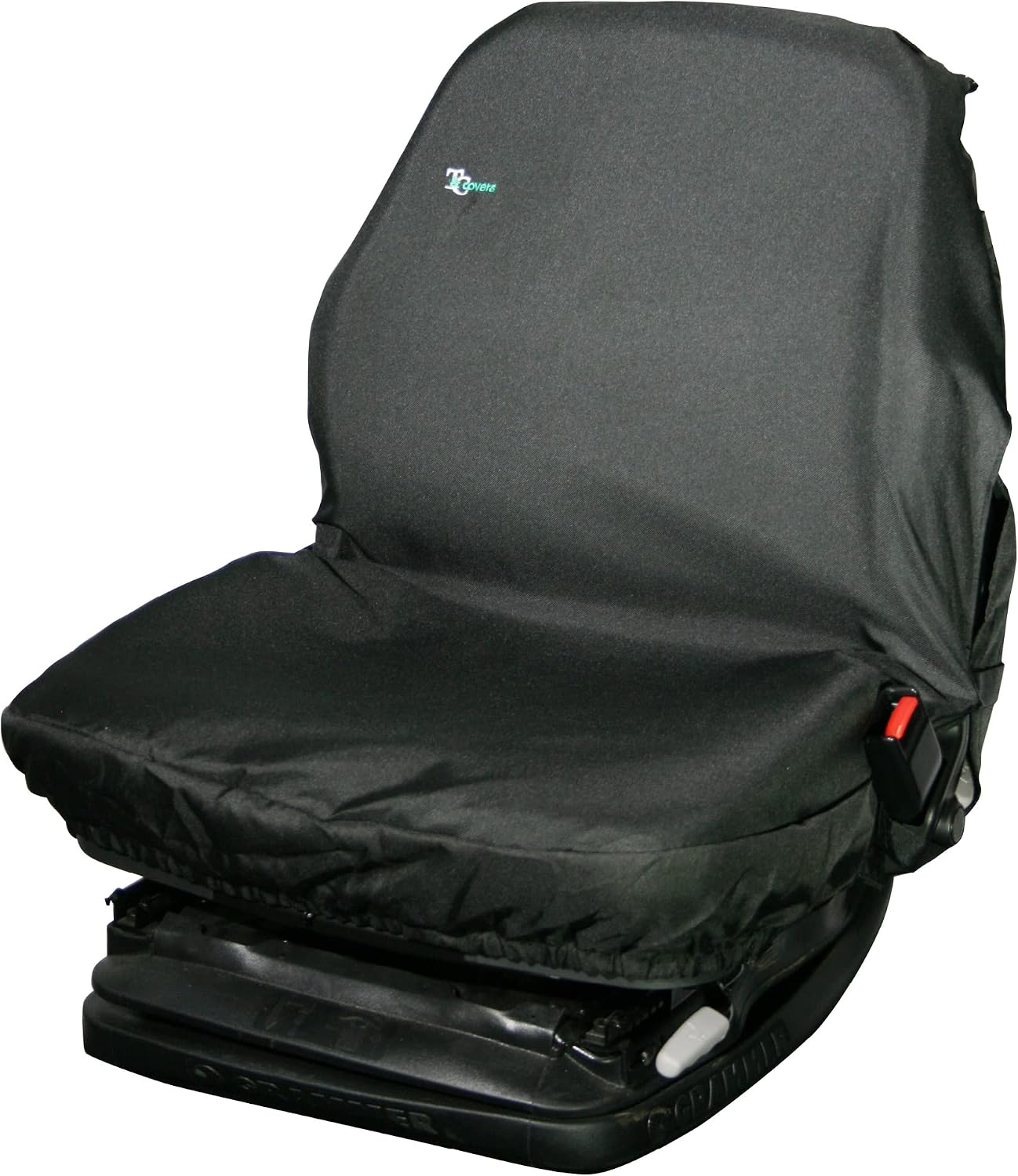 TOWN & COUNTRY COVERS | Universal Tractor Seat Cover, Plant Hire Seat Cover, Standard & Large Size, Heavy Duty, Fast & Easy To Fit, Waterproof, Armrest & Headrest Slots (Black, Standard)