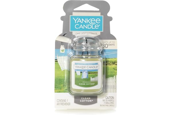 Yankee Candle | Car Jar | Coton Propre | Pour voitures et petits espaces à la maison | Jusqu'à 30 jours
