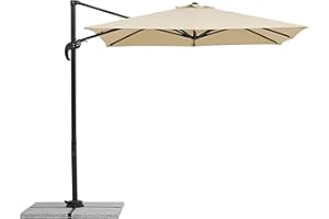 Schneider Sonnenschirm Rhodos Junior, natur, 230 x 230 cm quadratisch, 759-02, Gestell Alu/Stahl, Bespannung Polyester, 17 kg