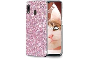 OKZone Coque pour Samsung Galaxy A20E [avec Film de Protection écran HD], Mince Étui en Silicone Souple Paillette Strass Brillante Bling Bling Glitter de, Flexible Plein-Corps TPU (Rose)