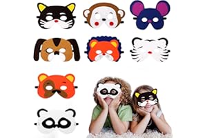 NIUMOWANG Máscaras Niños Fiesta, 12 PCS Máscara de Fieltro Animales, Mitad Máscaras Cumpleaños Infantil, Máscara de Cosplay con Cuerda Elástica para Niñas y Niños.