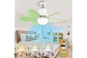 BOMKRA Ceiling Fans with Lights and Remote Control,30w Ceiling Fan Light Dimmable,Quiet Ceiling Fan 6 Blades for Bedroom,Living Room Kitchen 3 Color Temperature,3 Speeds,Timing