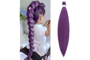 Pelo Para Trenzas Africanas ShowJarlly Paquete de 1 Extensiones Trenzas 30" Pre-Stretched Braiding Hair Pelo Postizo Para Trenzas Yaki Texture Pelo Sintético Crochet Extensión Cabello Lavender#