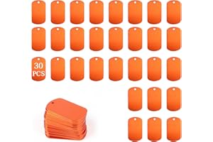 LALAGO 30 Stück Gelochte Blanko-Hundemarke aus Aluminium für Halsketten, Blank Schlüsselanhänger Rohlinge, Orange Hundemarken, Aluminium Haustiermarken für Hunde Dog Tag, Hundemarke Personalisiert