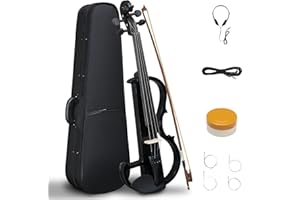 BOSTEU 4/4 Full Size Electric Violin with Case Bow Rosin Headphone Connecting Line
