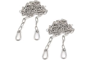 ACONDE 2 Stück Metallkette, 1M Edelstahl Ketten, Gliederkette mit Karabiner Edelstahl, Rundstahlkette, Verlängerungskette für Hängesessel, Hängematten, Sandsäcke, Schaukeln, Zaun