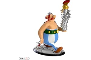 Plastoy Astérix Figurine Obélix avec Pile de Casques et Idéfix - Plastique - 22 cm