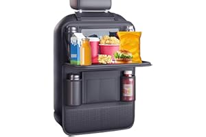 XWUX Organizer Sedile Auto, Proteggi Sedile Auto Bambini Posteriore, Impermeabile Organizer Macchina con Tavolo Pieghevole, Vano porta Tablet/Telefono e 9 Tasche, 42 x 61 cm (1 Pezzi)