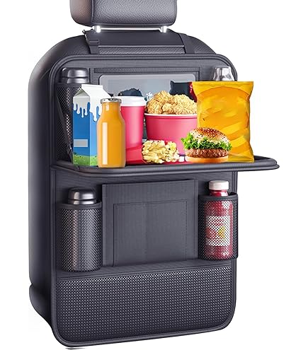 Ergocar Auto Achterbank Organizer, Kickmatten, Luxe PU Leer Met Opvouwbare Tablethouder Organisatoren Opslag Multifunctionele Achterbankbeschermer Voor Lange Reizen En Gezin Rood 2 3202133329