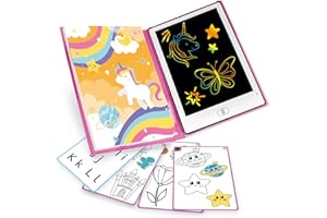 PARTY TOWN Big Minds - tablica do malowania, magiczna tablica, format książki, tęczowy, tablica do pisania dla dzieci, magiczna tablica do rysowania, 20 dwustronnych szablonów do rysowania, pomysły na prezent