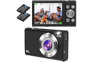 Digitalkamera, STUOGYUM Autofokus Vlogging Kamera FHD 2.7K 48MP Fotokamera Digitalkamera, Wiederaufladbare Kompaktkamera für YouTube Vlogging für Fotografie-Anfänger （Schwarz）