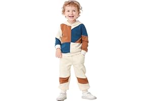 Volunboy Completo Bambino 2 Pezzi Felpa con Cappuccio + Pantaloni Color Blocking Autunno Inverno