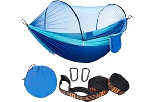 SKREKUIMA Ultraleicht Outdoor Hängematte mit Moskitonetz 300KG Tragkraft | Reise Hängematte Camping Atmungsaktiv Schnelltrocknendes | Tragbare Fallschirm Nylon Hängematte für Rucksackreisen, Wandern, Garten