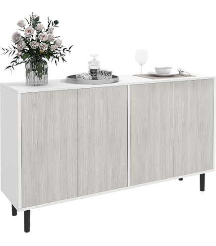 Buffet Bas Alaska 113cm 3 Portes Noir Plateau Effet Marbre Blanc - Meuble Rangement Design Moderne IDMarket