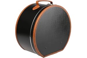 Lierys okrągły kapelusz czarny, 40 cm x 21 cm, pudełko na czapkę z imitacją skóry, z zamkiem - Walizka na kapelusze - również jako dekoracja mieszkania