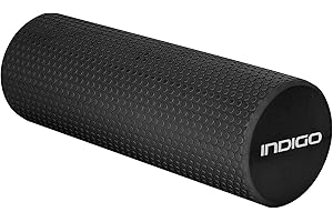 DRUNA Rodillo Rulo de Espuma Redondo para Masajes Musculares y Yoga EVA Liviano Foam Roller Fitness INDIGO 45 * 15 cm. Negro
