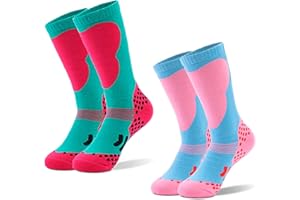 Tofern 2 Paia di Calze da Sci per Bambini con Adorabili Disegni, adatte a Maschietti e Femminucce - Lunghe Fino al Ginocchio