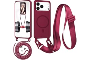 Beajew Handykette für iPhone 17 Pro Max Hülle mit Band [Kompatibel mit Magsafe] Flüssig Silikon Necklace Handyhülle Magnetische Schutzhülle zum Umhängen Kordel für iPhone 17 Pro Max, Rot