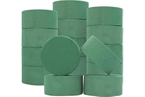 AKOLAFE 16 Stück Steckschaum Rund Blumensteckschaum Steckschwamm 8x4 cm Steckmasse für Kunstblumen Grün Steckschwamm für Blumen klein Steckmasse für Frischblumen, Hochzeiten, Geburtstage, Garten