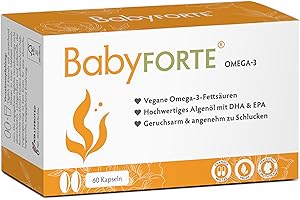 BabyFORTE Omega-3 aus Algenöl, DHA & EPA, vegan 60 Kapseln, Kombinierbar zu Kinderwunsch Vitaminen
