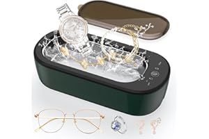 BUBBACARE Ultraschallreinigungsgerät Brille, 300ml Brillenreinigungsgerätfür mit 4 Moduseinstellungen 40KHz, Professioneller Ultraschallreiniger für Schmuck, Brillen, Uhren, Ringe, Halsketten, Rasierer, Grün