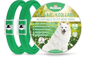 Woyamay Collier Anti Puces pour Chien, Collier pour Anti Puces Chien Réglable Résistant à l'eau, 8 Mois de Protection Collier Antiparasitaire pour Chien de Petite, Moyenne et Grande, Vert (2 Pièce)