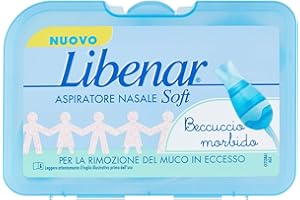 Libenar Aspiratore per la Rimozione del Muco in Eccesso, per il Naso Chiuso del Neonato, Adatti per i Lavaggi Nasali Bimbi, 1 Aspiratore e 5 Filtri