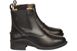 BOW & ARROW EQUESTRIAN Bow & Arrow Ladies Jodhpur Boots | Front Zip Women Equestrian Ankle Boots With Cap Toe Block Heel Pull Tab | Girls Riding Shoes Made With Leather Material