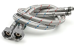Xcel Home 2 x M10 x1/2 Flexible Tap Connectors (500mm) | 10 Lengths | Pair of BSP Kitchen/Basin Monobloc Mixer Flexi Pipe Tails | Braided Stainless Steel